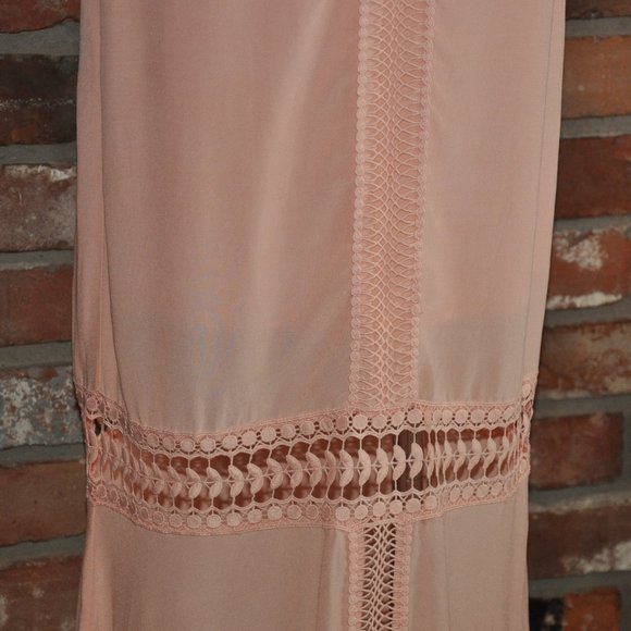 NWT New BeBe Crepe Maxi Tiered Peach Sleeveless Dress Hostess Summer 00 - Picture 3 of 8
